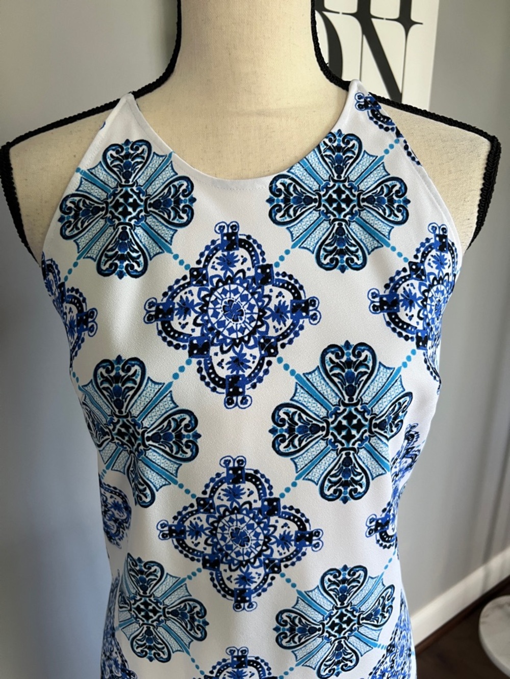 Ann Taylor Factory Blue Tile Motif Dress - Picture 4 of 10